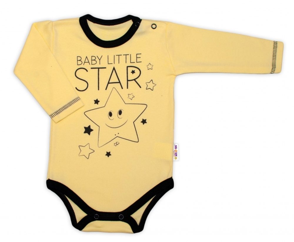 Baby Nellys Body dlouhý rukáv, žluté, Baby Little Star - 56 (1-2m)