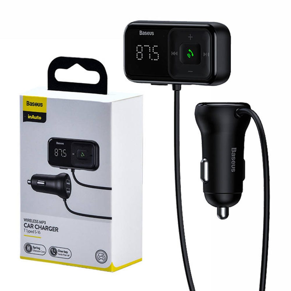 Baseus Přehrávač MP3 do auta Bluetooth Baseus ve tvaru T S-16 Black OS