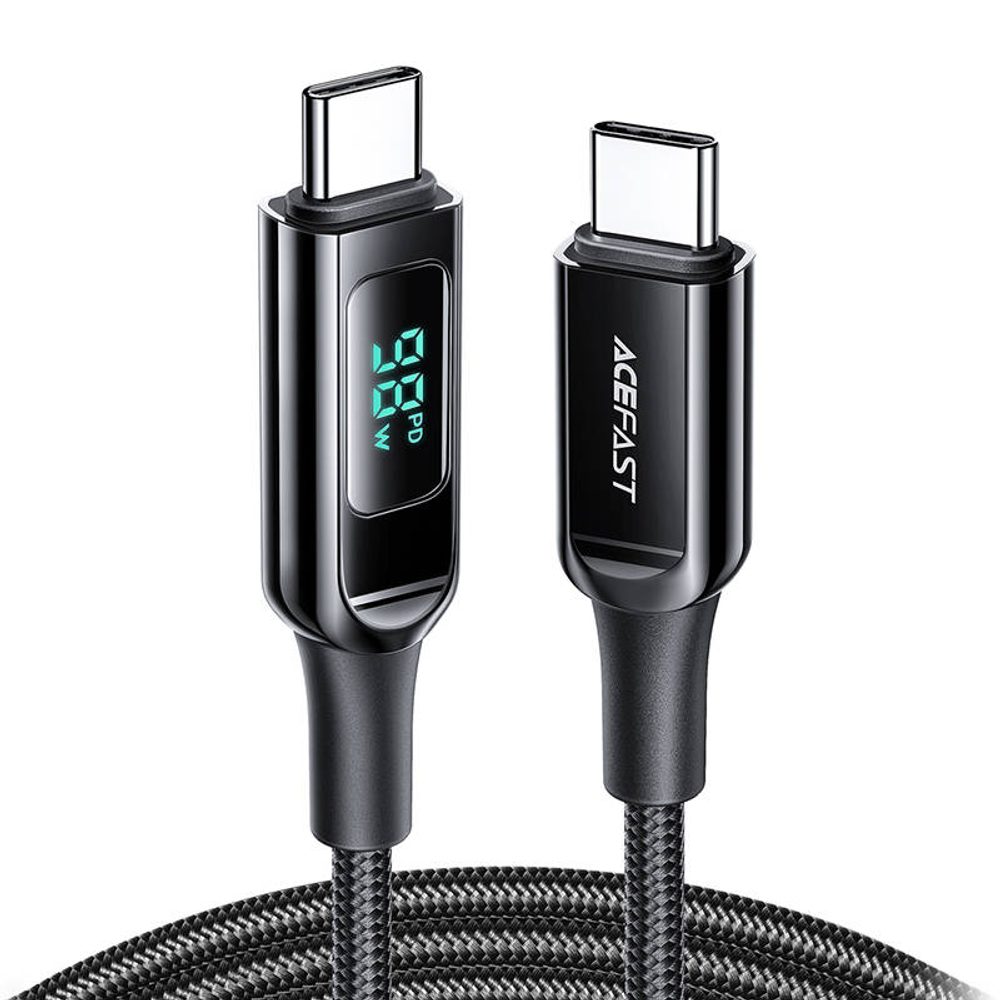 Acefast Kabel USB-C na USB-C Acefast C6-03 s displejem, 100 W, 2 m (černý)