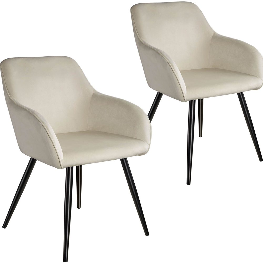 tectake 404026 2x židle marilyn sametový vzhled černá - krémová/černá - krémová/černá