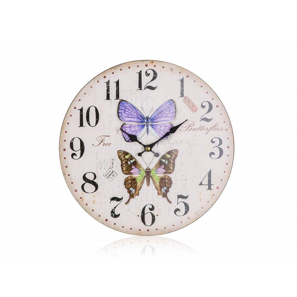 HOME DECOR Hodiny nástěnné BUTTERFLIES 34 cm