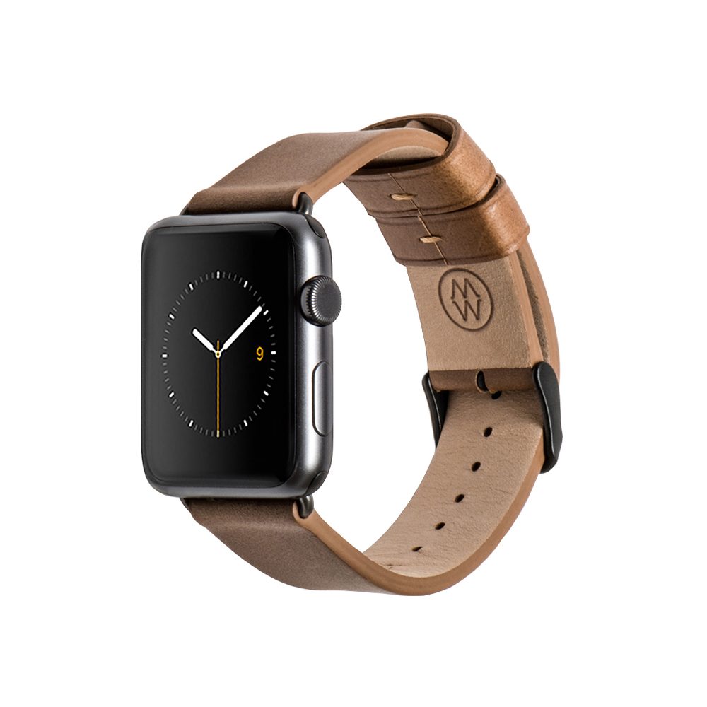 Monowear Leather Band pro Apple Watch – hnědá, Dark Gray 42 – 44 mm