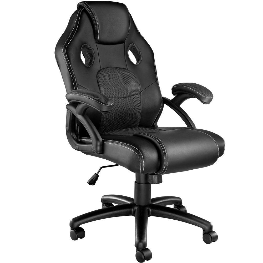 tectake 403452 kancelářská židle ve sportovním stylu mike - černá - černá