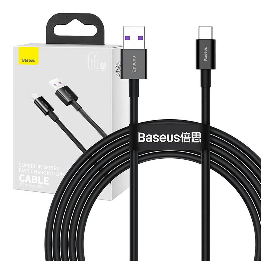 Baseus Kabel USB na USB-C řady Superior, 66W, 2m (černý)