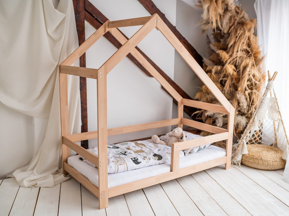 Woodisio Domečková postel NELA - Přirodní dřevo - 160 x 90