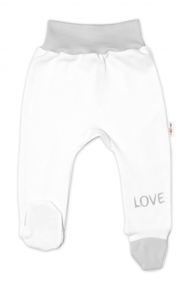 Baby Nellys Kojenecké polodupačky, bílé - Love - 62 (2-3m)