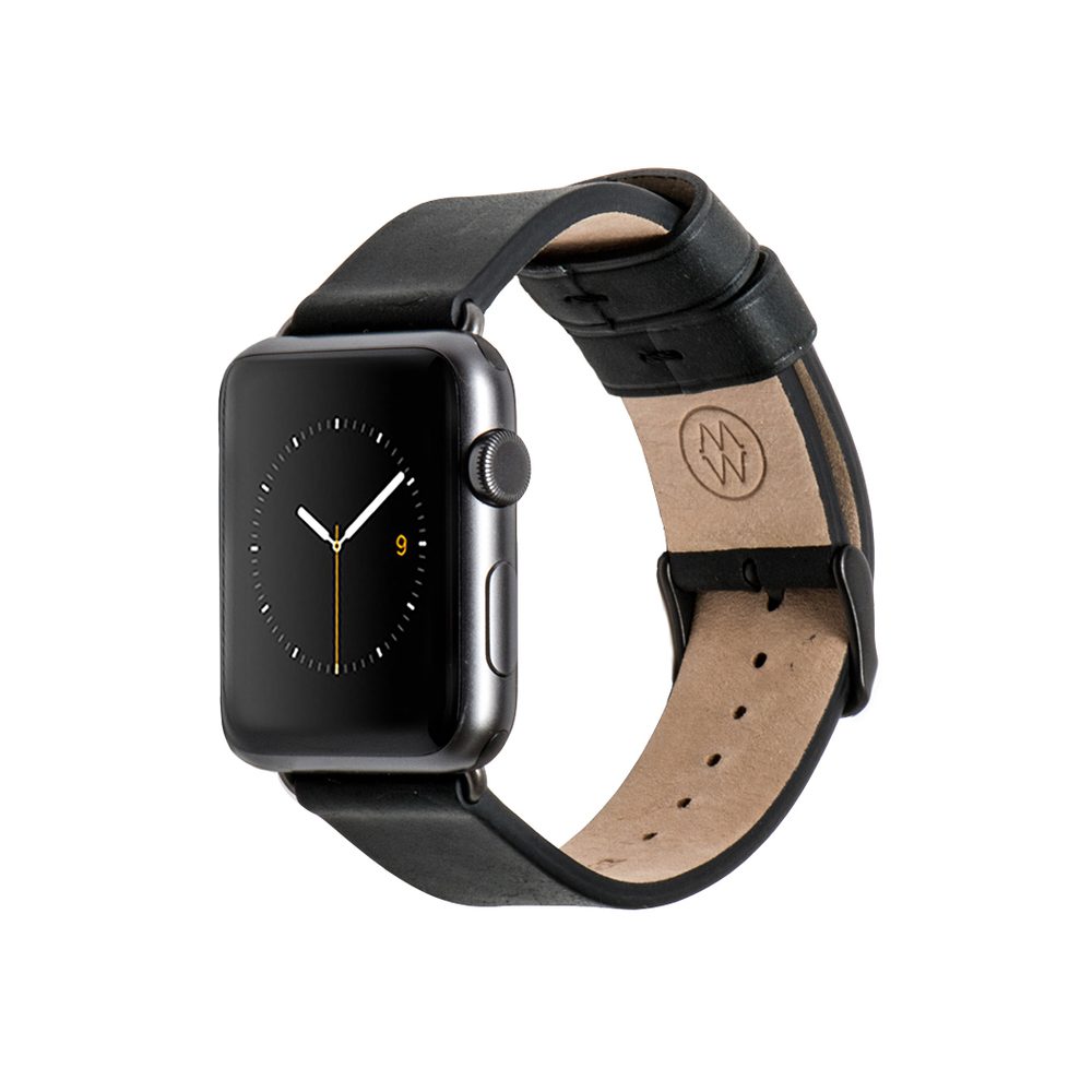 Monowear Leather Band pro Apple Watch – černá, Dark Gray 42 – 44 mm