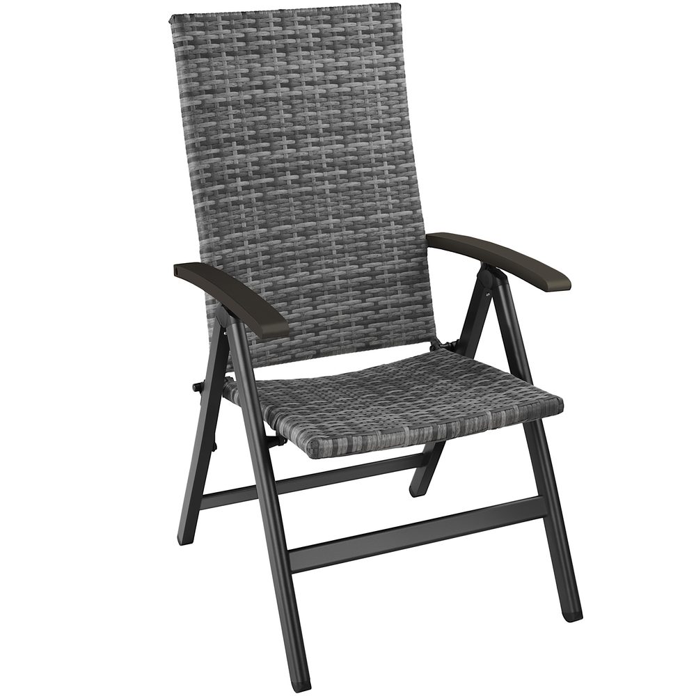 tectake 404570 zahradní židle ratanová melbourne - šedá - šedá