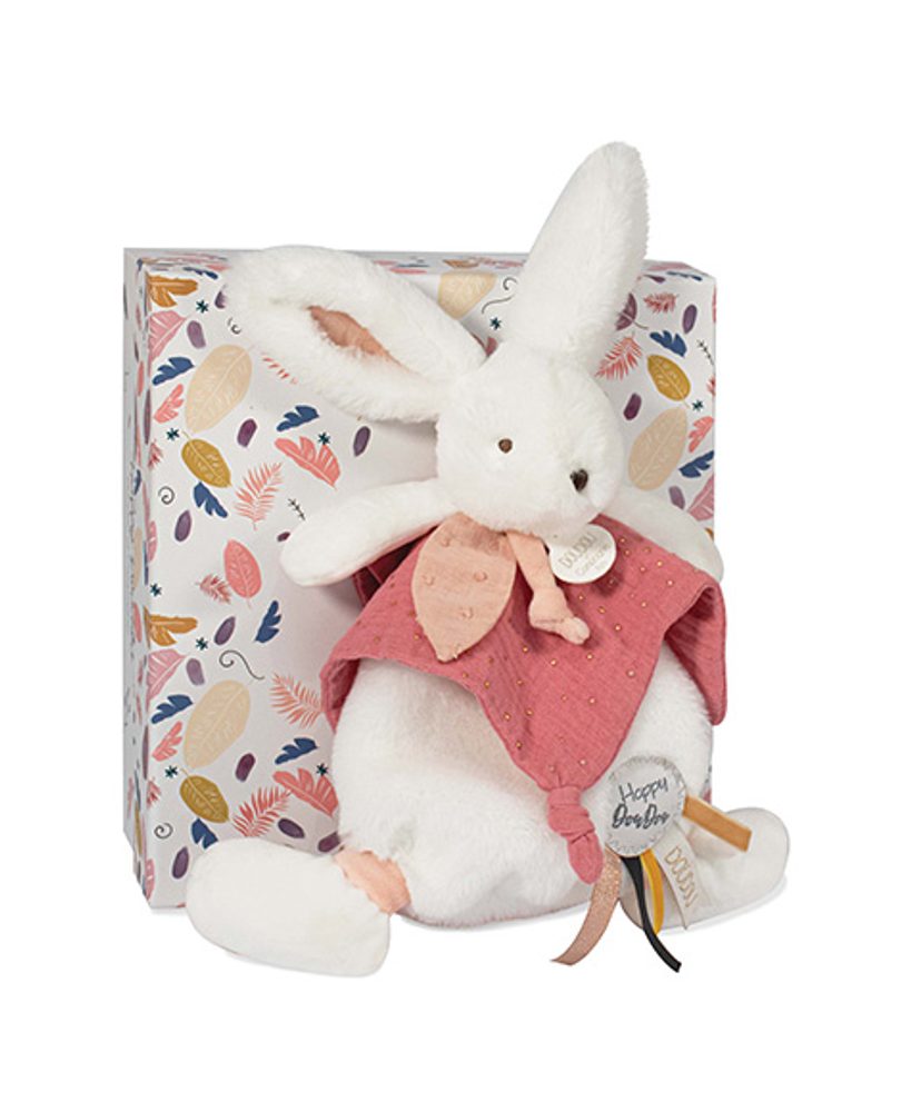 Doudou et Compagnie Paris Doudou Plyšový zajačik s muchláčikom 25 cm staroružová