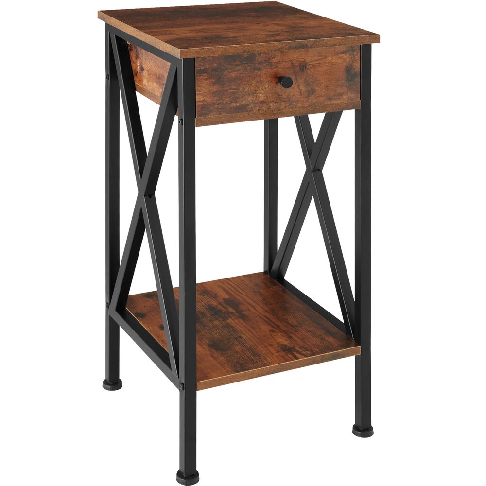 tectake 404451 odkládací stolek dayton 35x35x70,5cm - Industriální dřevo tmavé, rustikální - Industriální dřevo tmavé