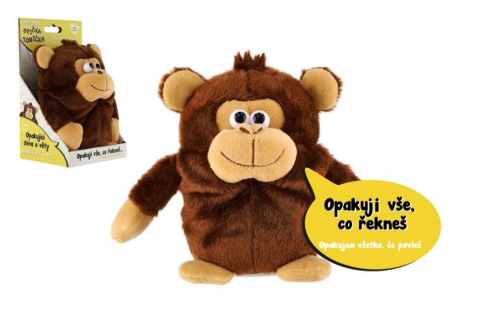 Teddies Opička Tonička opakující věty plyš 18cm na baterie se zvukem v krabici 12x20x10cm v sáčku