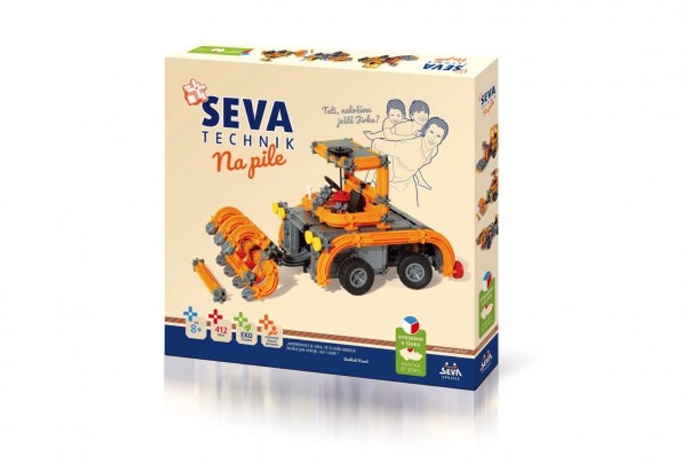 Seva Stavebnice SEVA TECHNIK Na pile plast 412 dílků v krabici 36x34x5cm