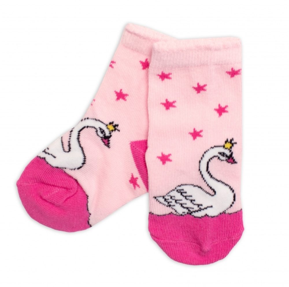BN Dětské bavlněné ponožky Labuť - růžové - 15-18