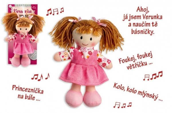 Teddies Panenka Verunka hadrová plyš 20cm česky mluvící na kartě