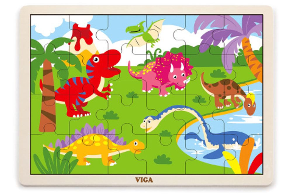 Detské drevené puzzle Viga Dino