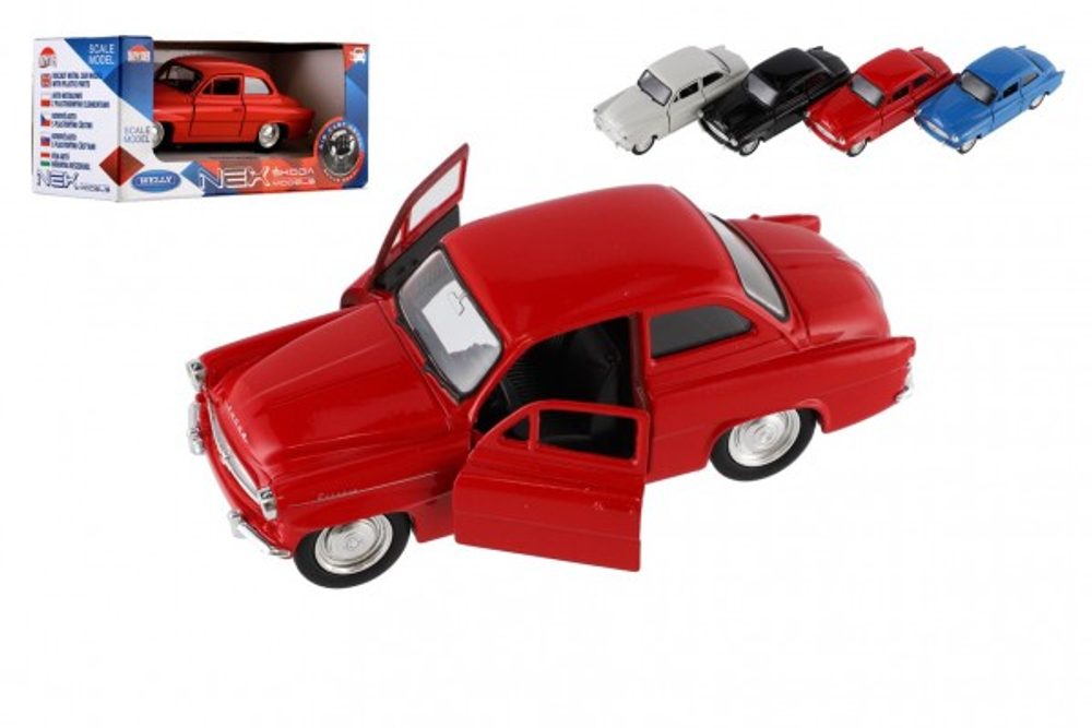 Dromader Auto Welly Škoda Octavia 1959 kovlast 11cm 1:34-39 na volný chod 4 barvy v krabičce 15x7x7cm