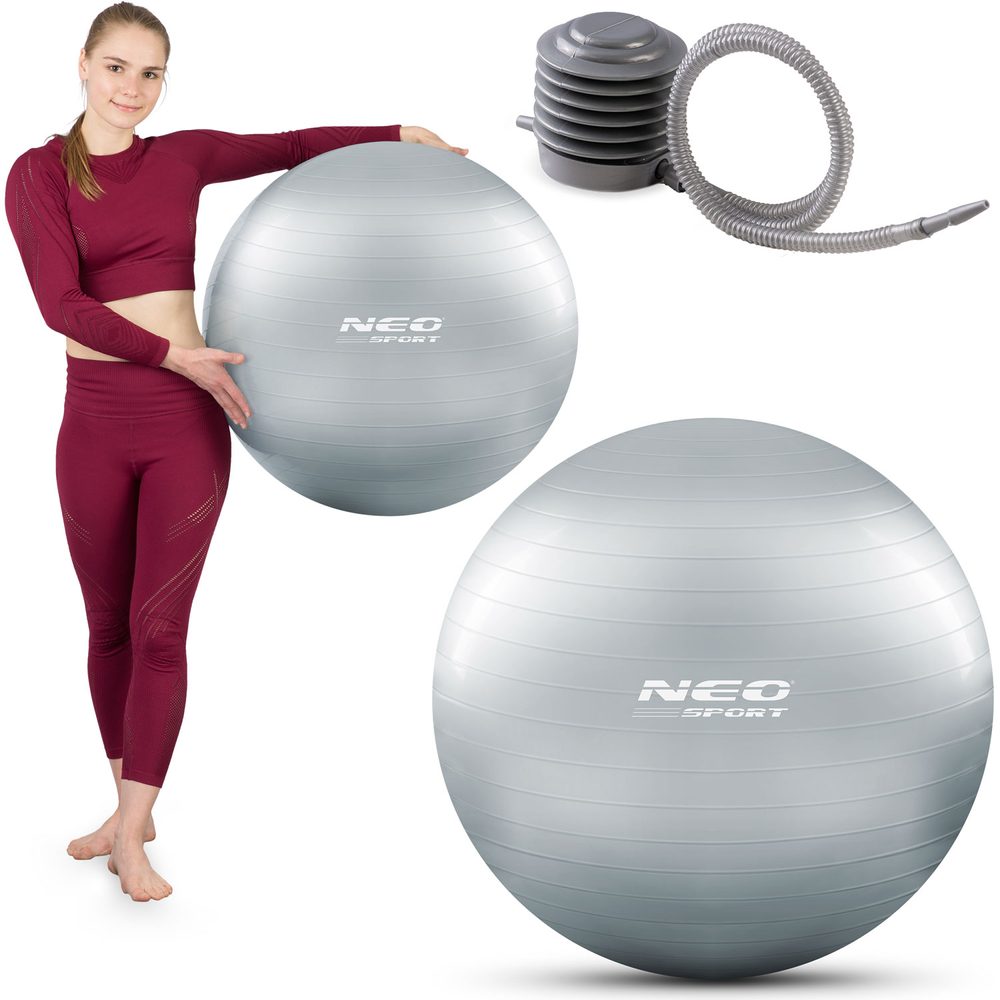 Neo-Sport Míč na cvičení 65 cm NS-951 stříbrný