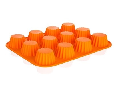 Popron.cz BANQUET Forma na 12 košíčků silikonová CULINARIA Orange 32 x 24 x 3,4 cm