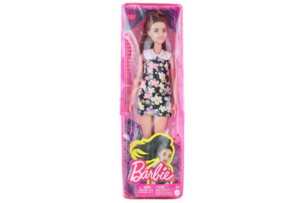 Popron.cz Barbie Modelka - šaty se sedmikráskami HBV19