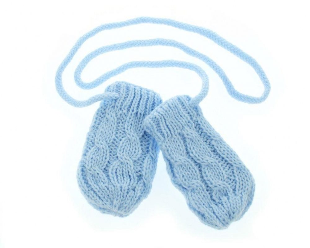 Baby Nellys Zimní pletené kojenecké rukavičky se vzorem - sv. modré, Baby Nellys