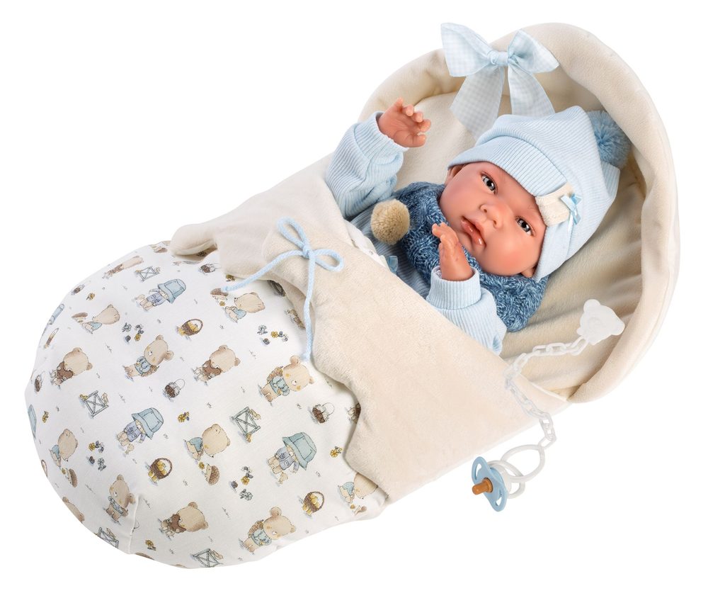 Llorens 73885 NEW BORN CHLAPEČEK - realistická panenka miminko s celovinylovým tělem - 40 cm