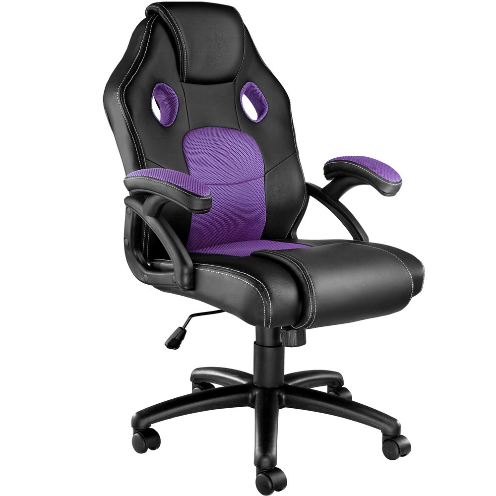 tectake 403452 kancelářská židle ve sportovním stylu mike - černá/fialová - černá/fialová