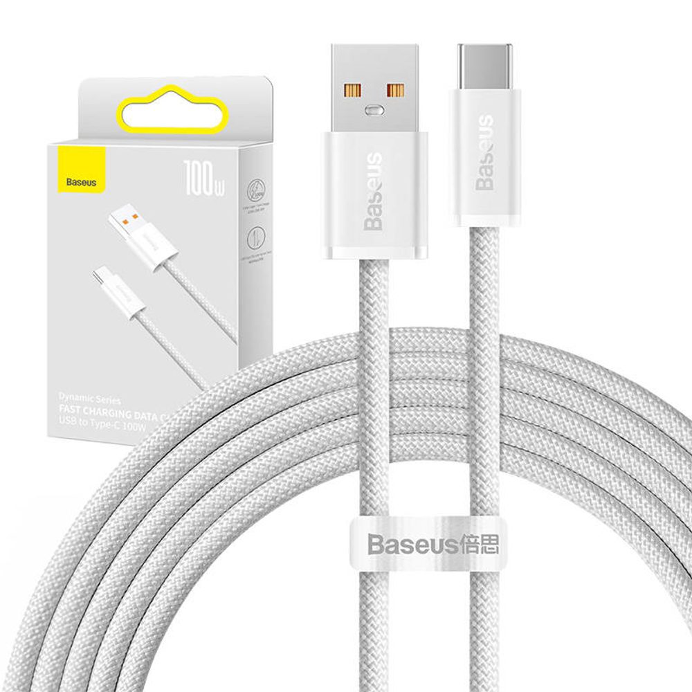 Baseus Kabel USB na USB-C Baseus řady Dynamic, 100 W, 2 m (bílý)