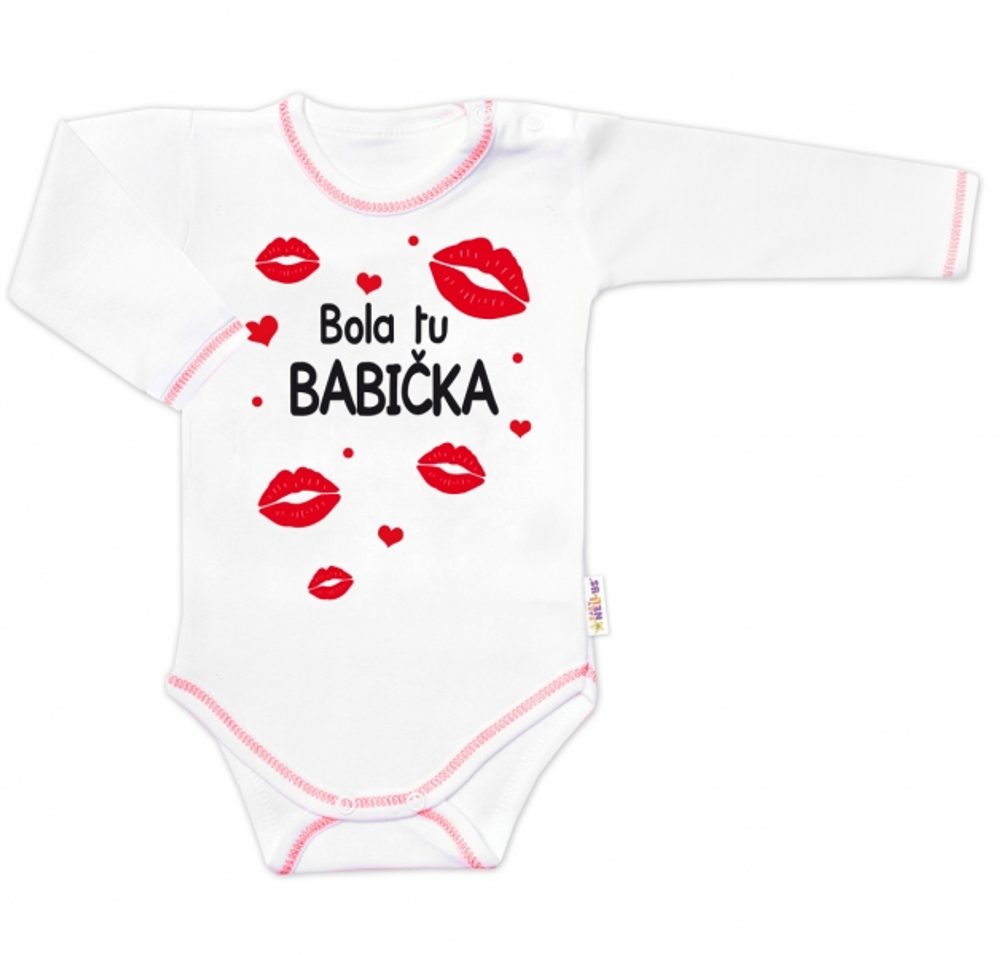 Baby Nellys Body dlouhý rukáv s vtipným textem Baby Nellys, Bola tu BABIČKA, vel. 80 - 80 (9-12m)