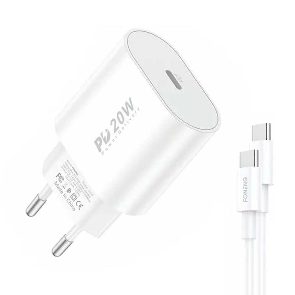 Foneng Rychlonabíječka Foneng 1x USB EU39 + kabel USB typu C