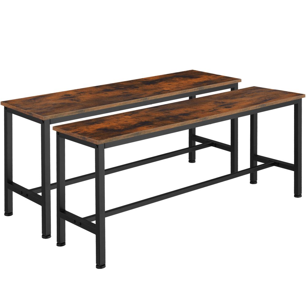 tectake 404547 2 lavičky fairfield - Industriální dřevo tmavé, rustikální - Industriální dřevo tmavé