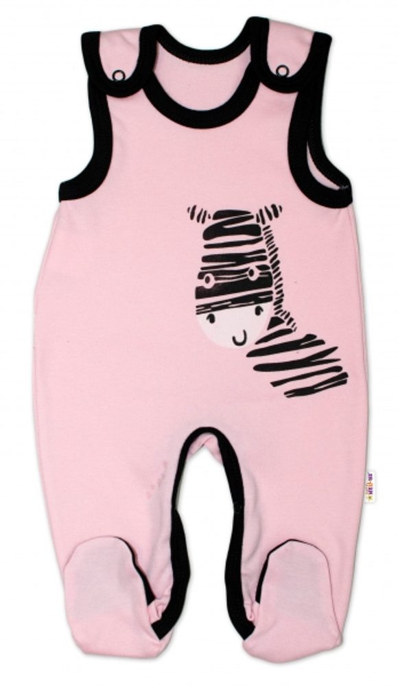 Baby Nellys Kojenecké bavlněné dupačky Baby Nellys, Zebra - růžové, vel. 56 - 56 (1-2m)