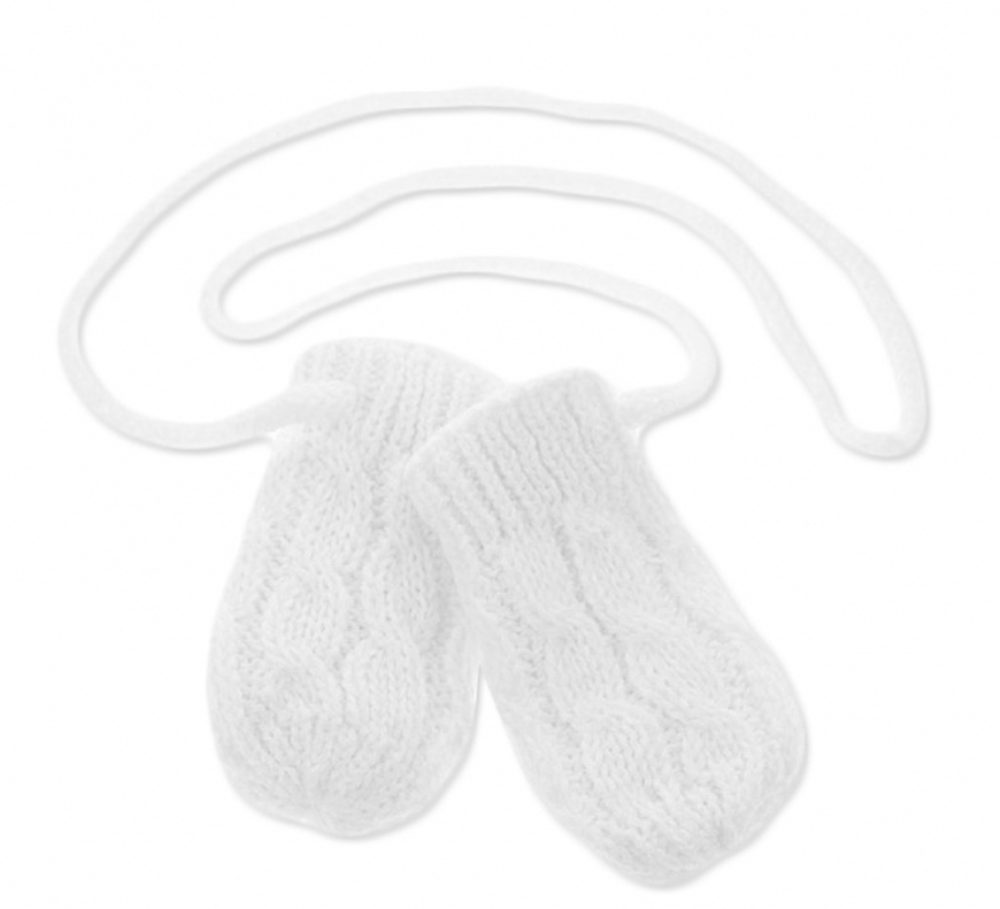 Baby Nellys Zimní pletené kojenecké rukavičky se vzorem - bílé, Baby Nellys - 56-68 (0-6 m)