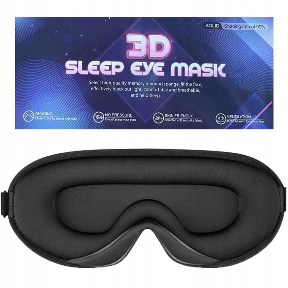 3D Maska na spaní EXTRA - černá