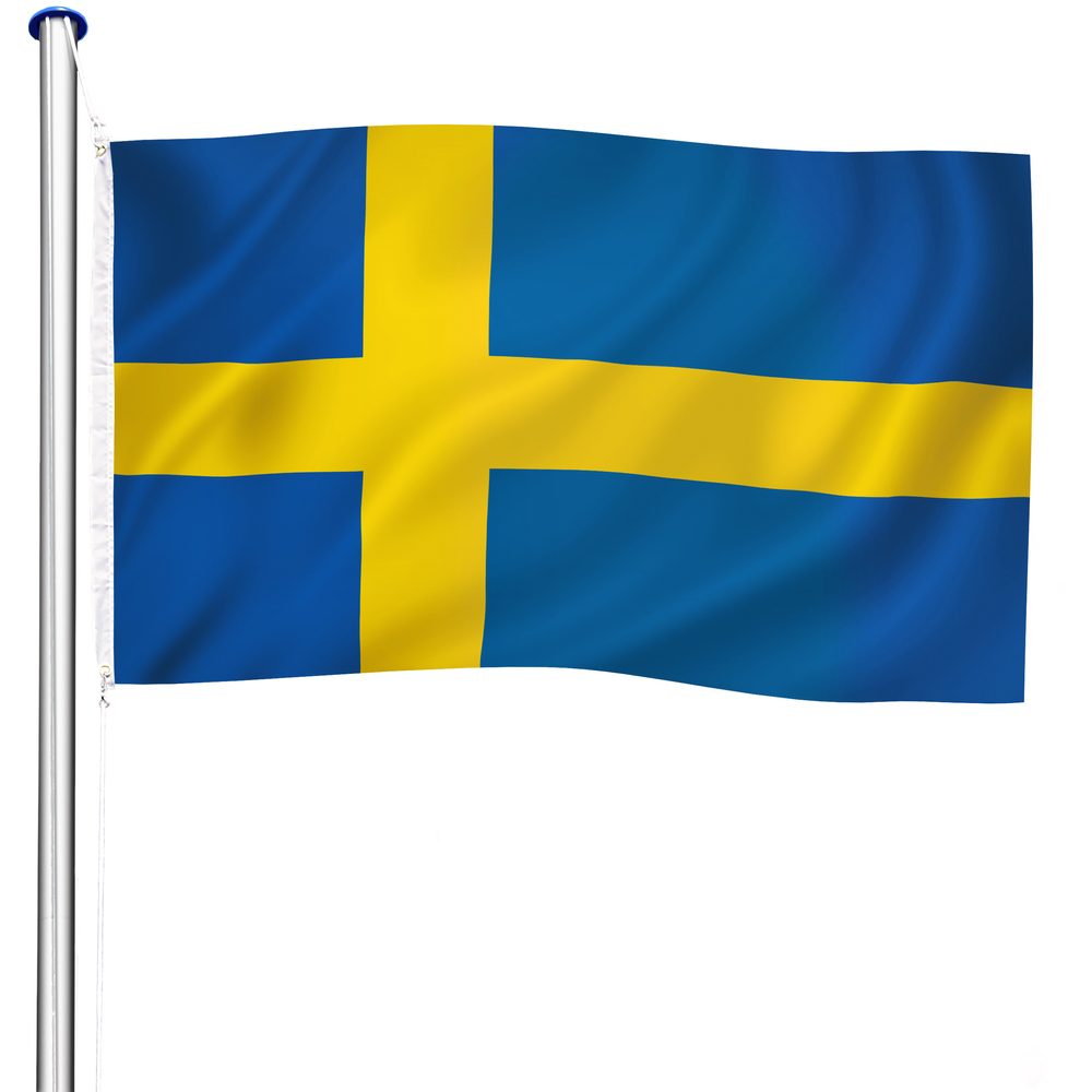 tectake 402125 hliníkový stožár s vlajkou, výškově nastavitelný - Švédsko - Švédsko