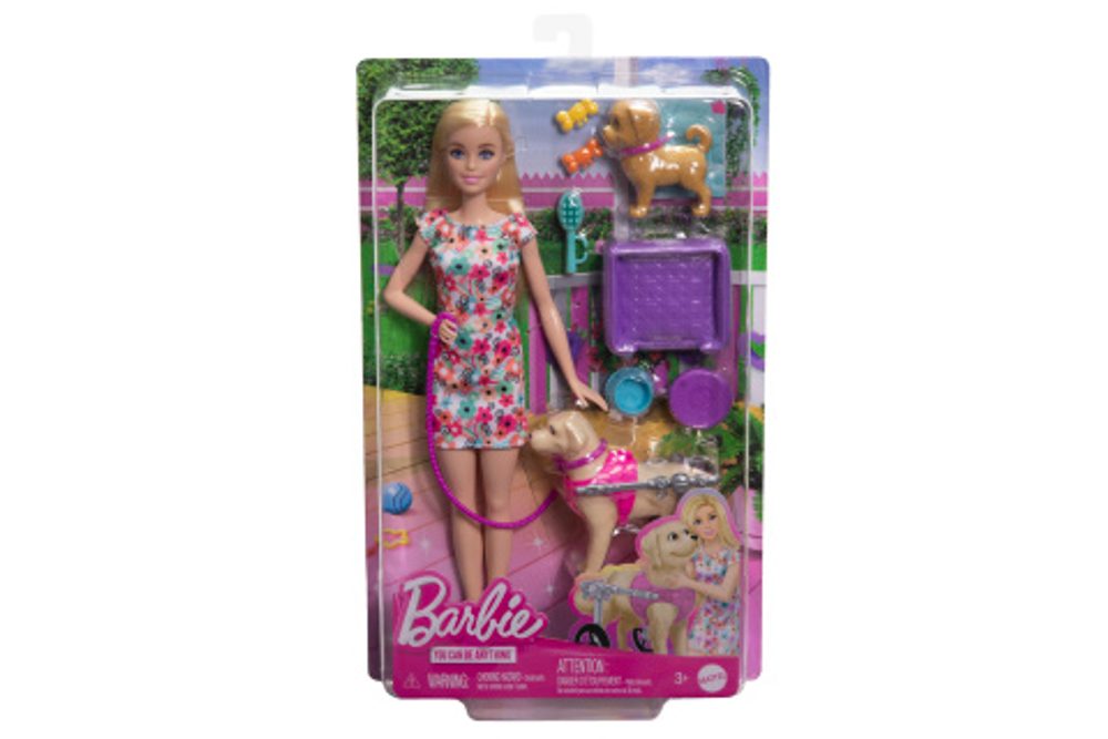 Popron.cz Barbie Panenka a pejsek s invalidním vozíčkem HTK37