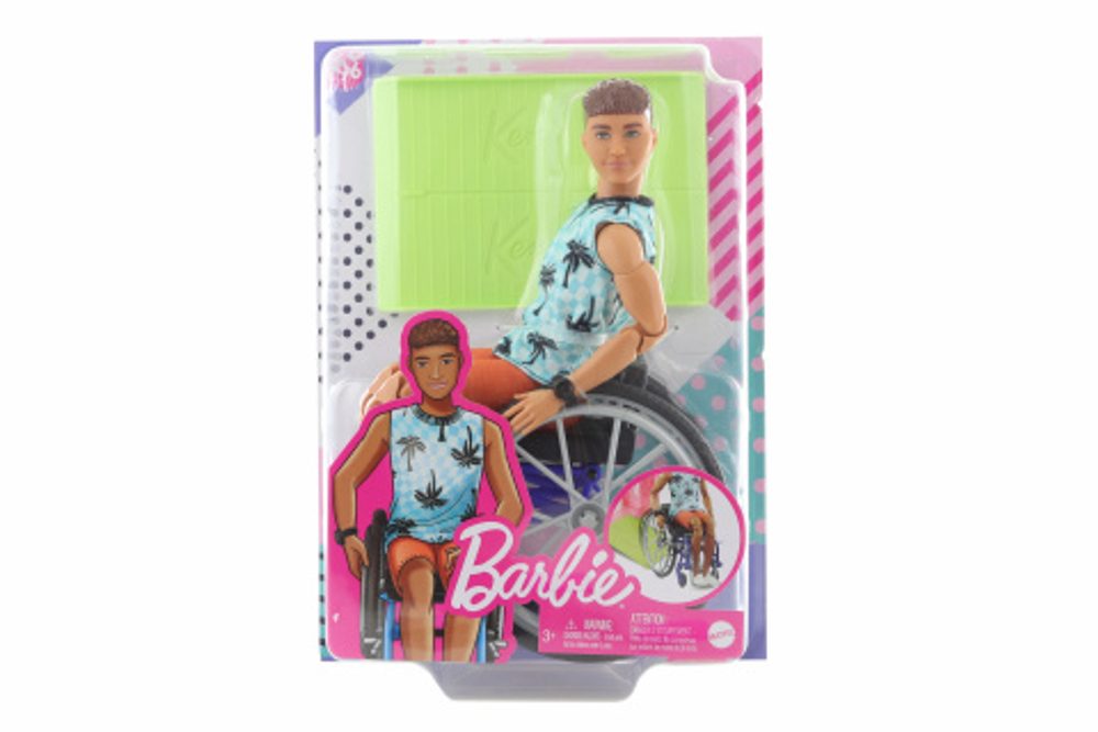 Popron.cz Barbie Model ken na invalidním vozíku v modrém kostkovaném tílku