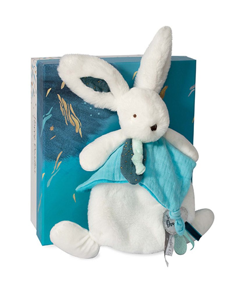 Doudou et Compagnie Paris Doudou Plyšový králíček s muchláčkem 25 cm modrá