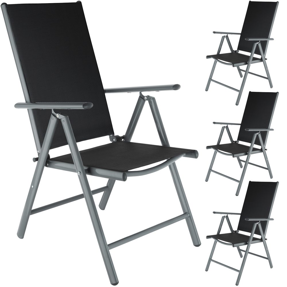 tectake 401632 4 zahradní židle hliníkové - antracit - antracit