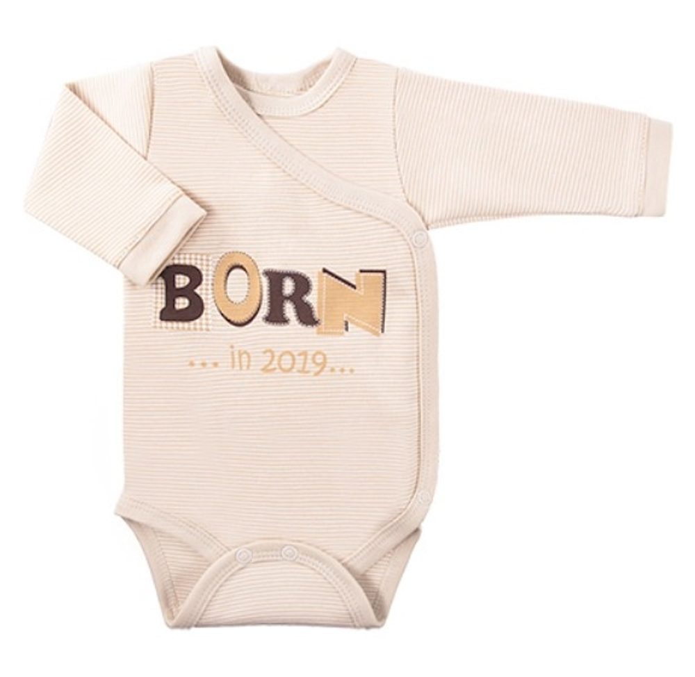 EEVI Kojenecké body dl. rukáv, zapínání bokem Happy Baby - béžové - 62 (2-3m)