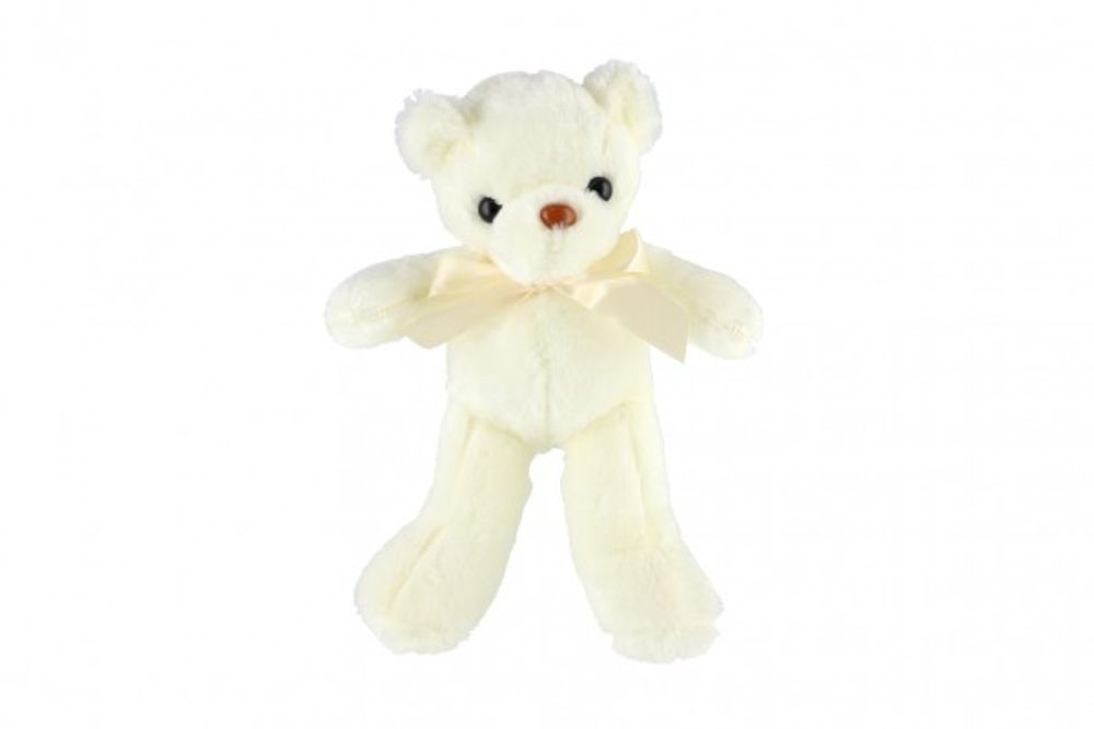 Teddies Medvěd/Medvídek s mašlí plyš 30cm bílý