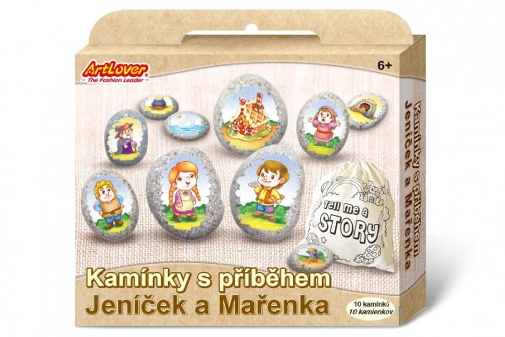 SMT Creatoys Malování na oblázky/kameny s příběhem Jeníček a Mařenka kreativní sada v krabičce 19x16x4cm