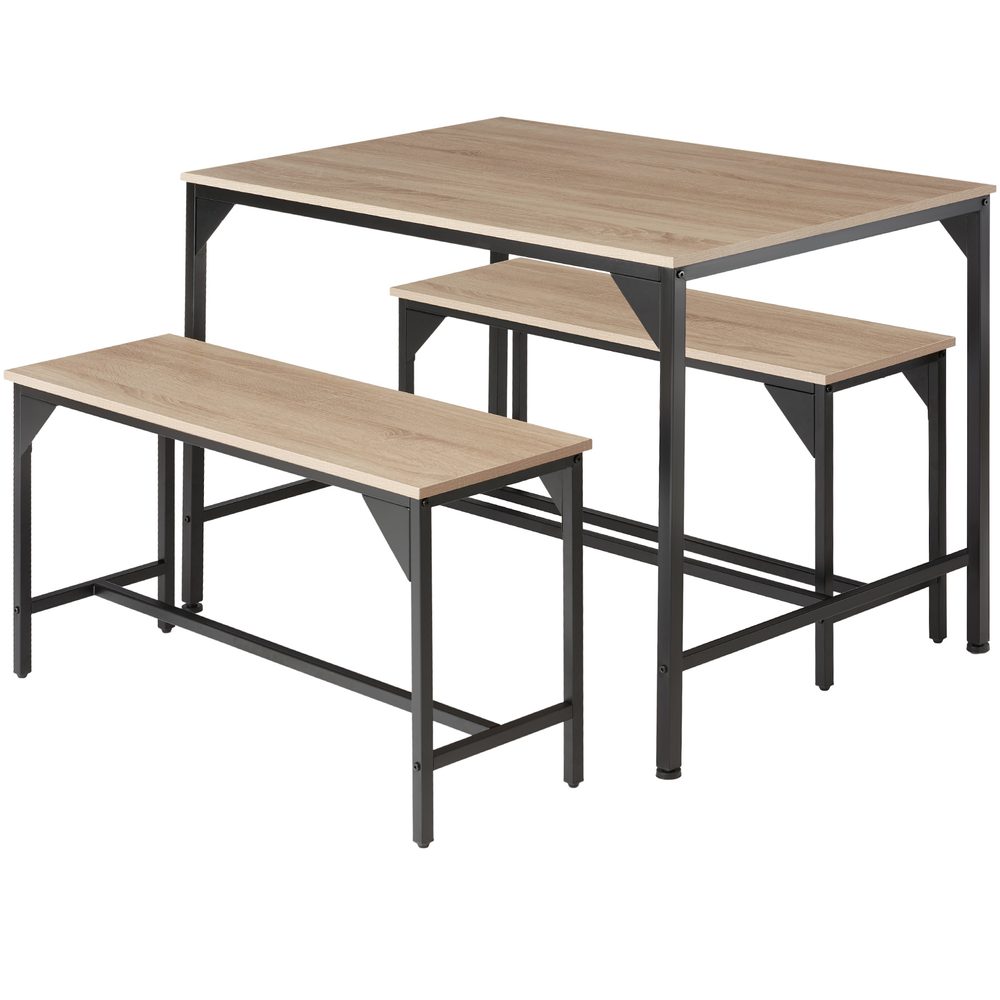 tectake 404340 sestava stolu a laviček bolton 2+1 - Industrial světlé dřevo, dub Sonoma - Industrial světlé dřevo