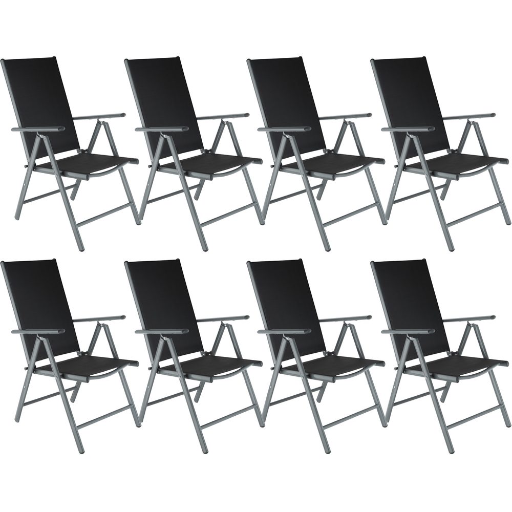 tectake 404365 8 zahradní židle hliníkové - antracit - antracit