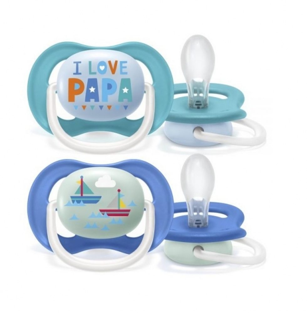 AVENT Dudlík Ultra Air Animals, 6-18m - I Love Papa Avent, modrý