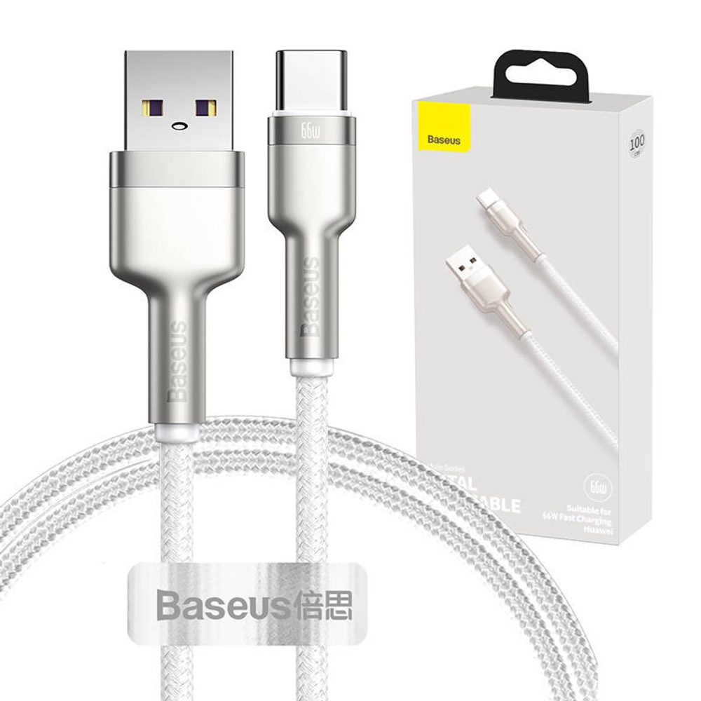 Baseus Kabel USB pro USB-C Baseus Cafule, 66 W, 1 m (bílý)