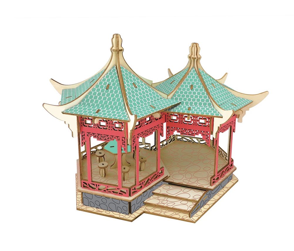 Woodcraft construction kit Woodcraft Dřevěné 3D puzzle slavné budovy Yueyang Tower v barvě