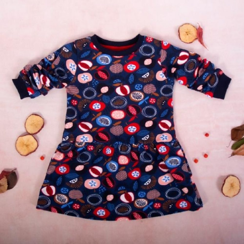 K-Baby Dívčí bavlněné šaty, Ovoce - granátové, vel. 80 - 68 (3-6m)