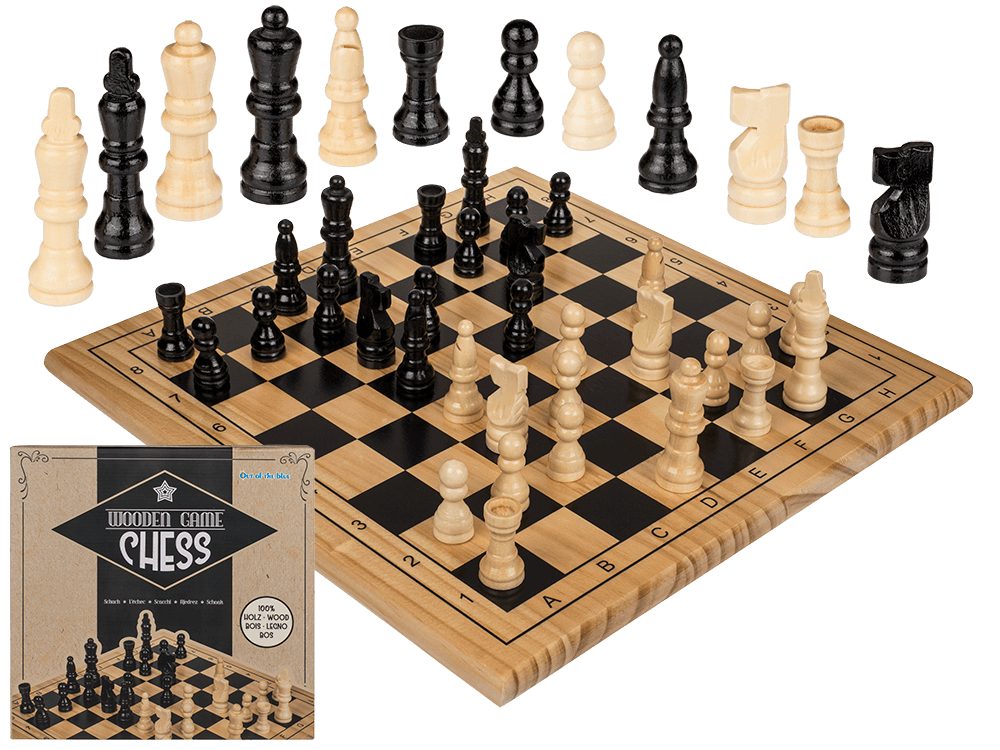 Levně Dřevěná stolní hra, šachy, cca 28,5 x 28,5 cm,