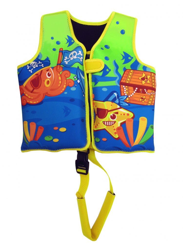 Neo Splash Dětská neoprenová plovací vesta Neo Splash Pirates žlutá 18-30 kg