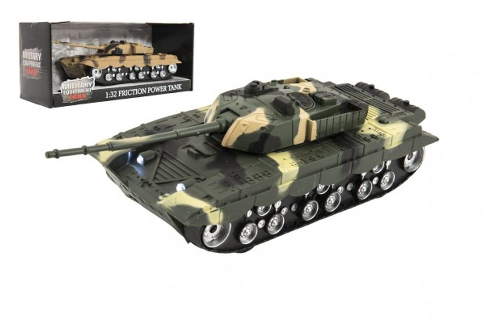 Teddies Tank plast 27cm na setrvačník na baterie se světlem se zvukem 2 barvy v krabici 29x13x12cm